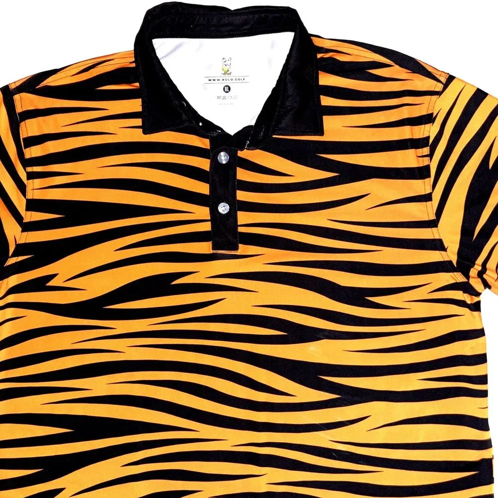 Rolo Golf Tiger King Men’s XL Striped Golf Polo Shirt - Picture 2 of 5